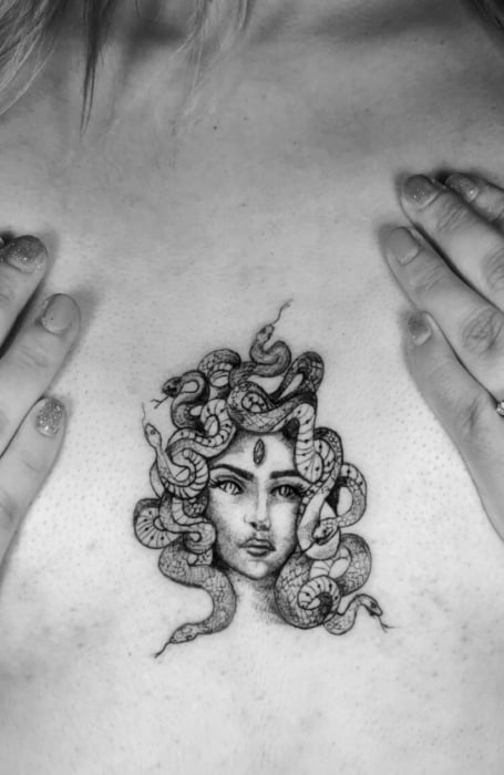 Sternum Medusa Tattoo