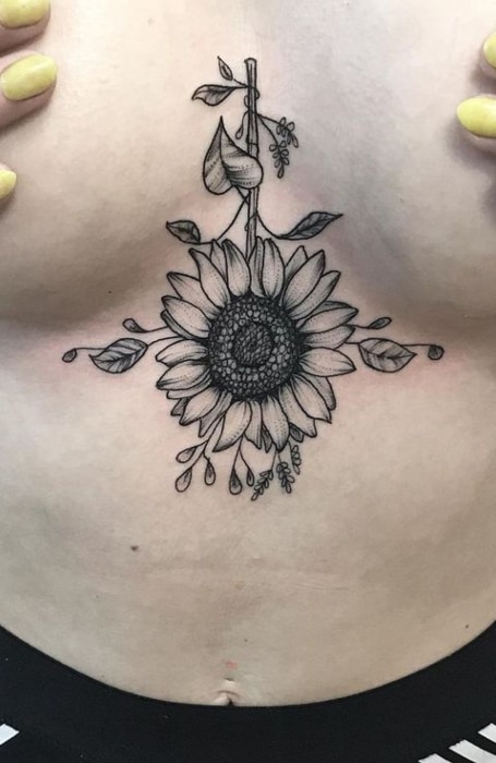 Sunflower Sternum Tattoo