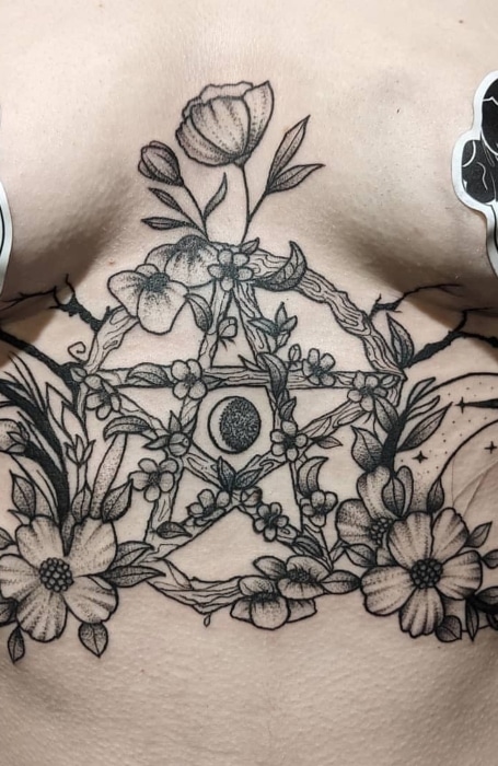 Witch Sternum Tattoo