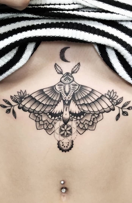 Moth Sternum Tattoo