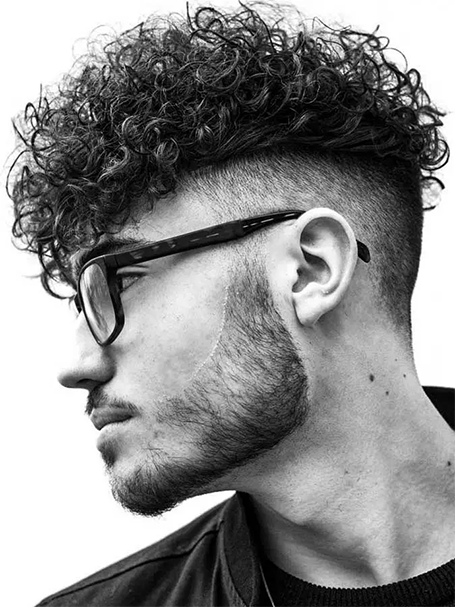 Short Curly Undercut Men