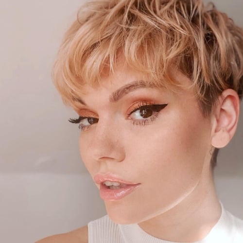 Blonde Curly Pixie Cut