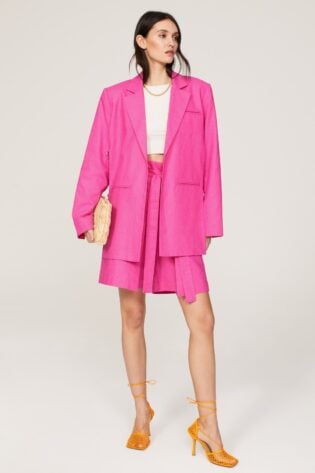 Pink Oversized Blazer 80s Fashion