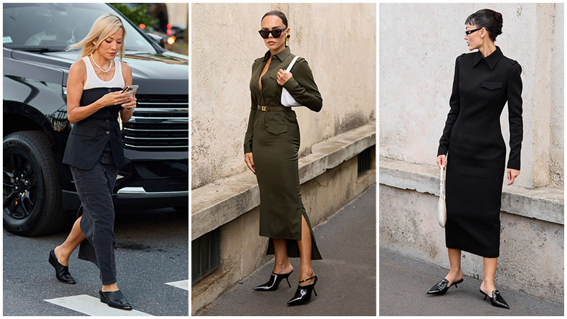 Black Pointy Toe Mules