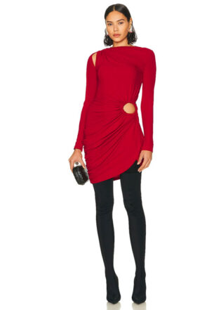 Ruched Red Dress