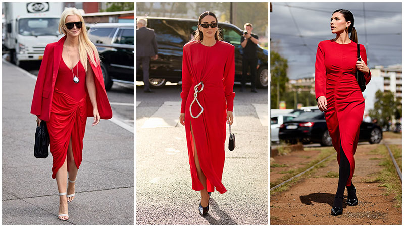 Ruched Red Dress