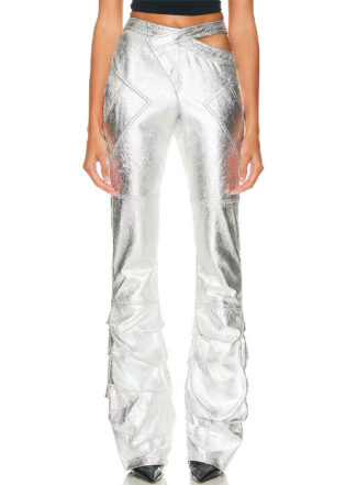 Silver Ruched trousers
