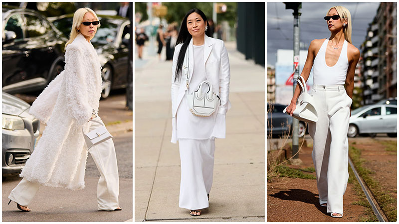 White Outfits With White Bag