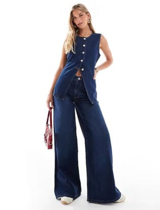 Dark Denim Vest Set